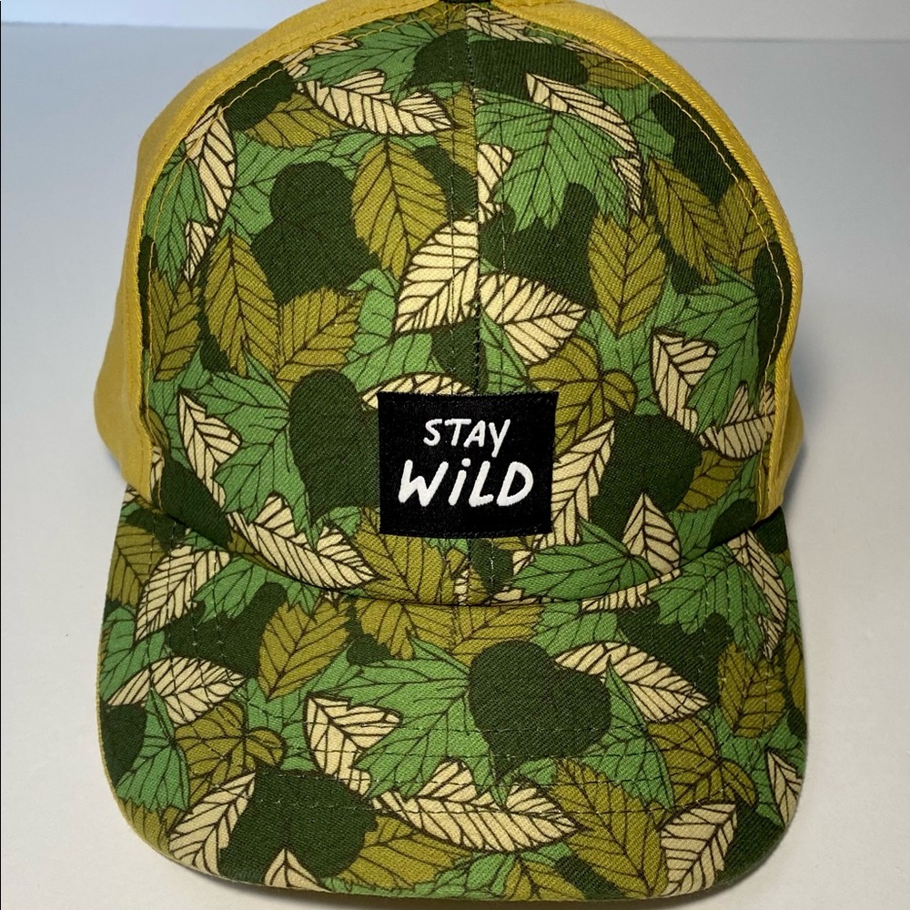Stay Wild - Kid’s Hat Ambler Printed Leaves Brim and Front Panels Woven Patch